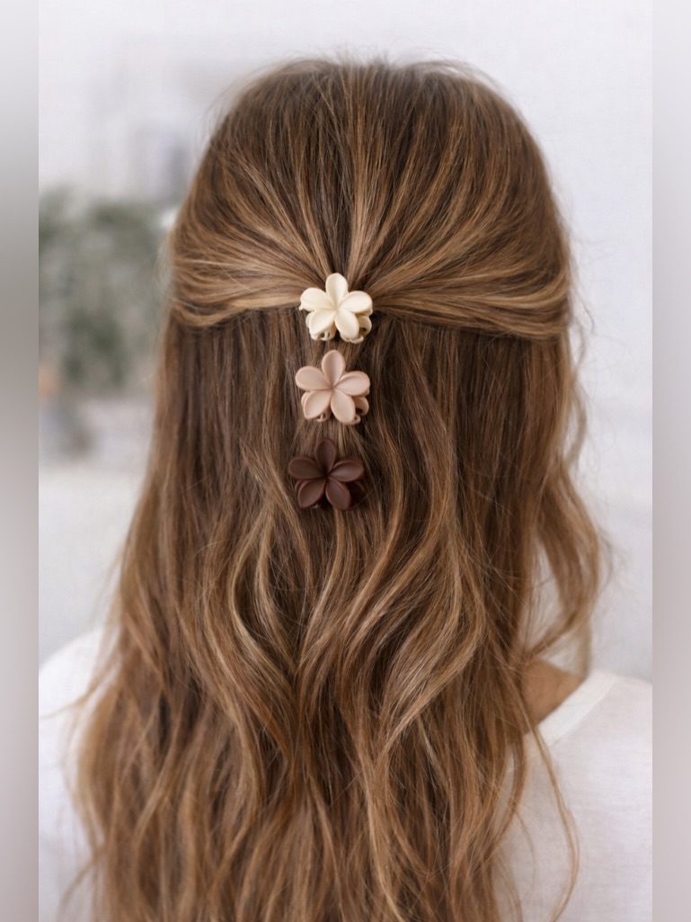 Mini Flower Claw Hair Clips Neutral Aesthetic Small Shark Clips Set Of 18